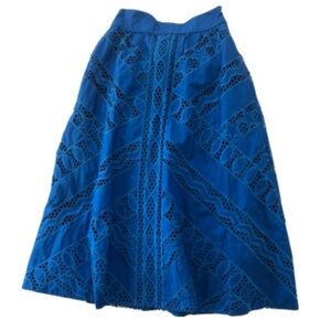 FARM Rio Blue Striped Richelieu Skirt sz S